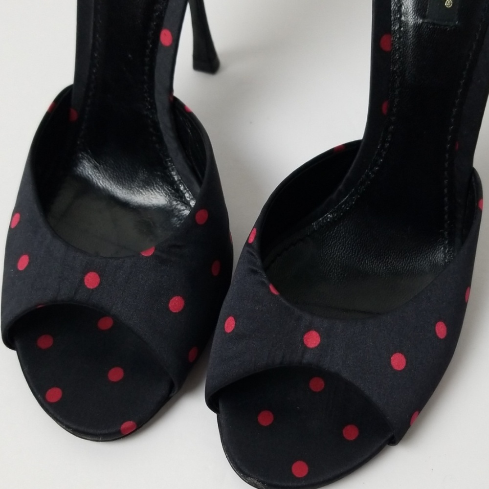 Dolce & Gabbana Polka Dot Silk Dorsay Pumps Sz.8.5 - Picture 7 of 8